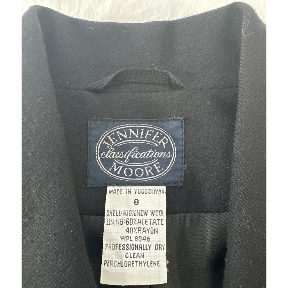 JENNIFER MOORE Black 100% New Wool Y2K Blazer Size 8 - Picture 4 of 4